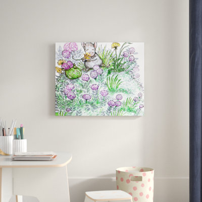 «Mouse and Flowers», reproduction sur toile tendue