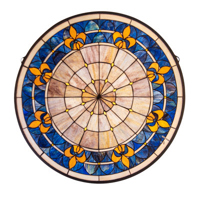 30"W X 30"H Fleur-de-lis Stained Glass Window