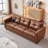 88” W Faux Leather Couch With Square Armrests-424805542