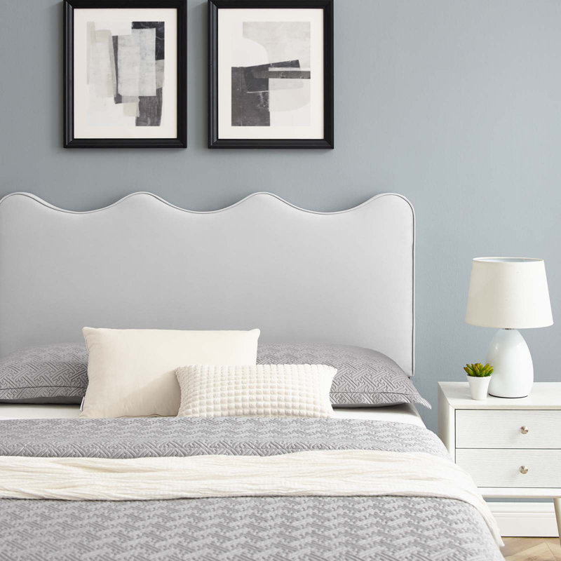 Modway Current Performance Velvet Platform Bed, Light Gray, Queen