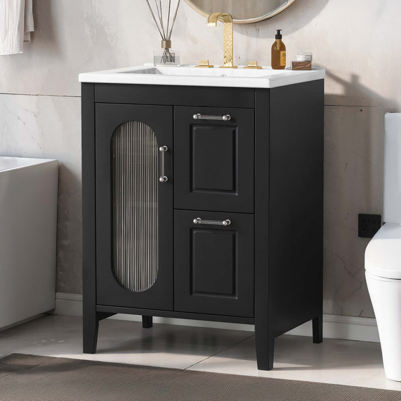 Meuble-lavabo 24 po avec lavabo, Noir
