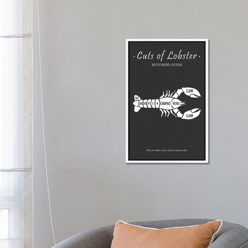 Butchery Lobster by Mark Rogan - Print on Canvas, 66.04cm H x 45.72cm W x 3.81cm D, White Framed