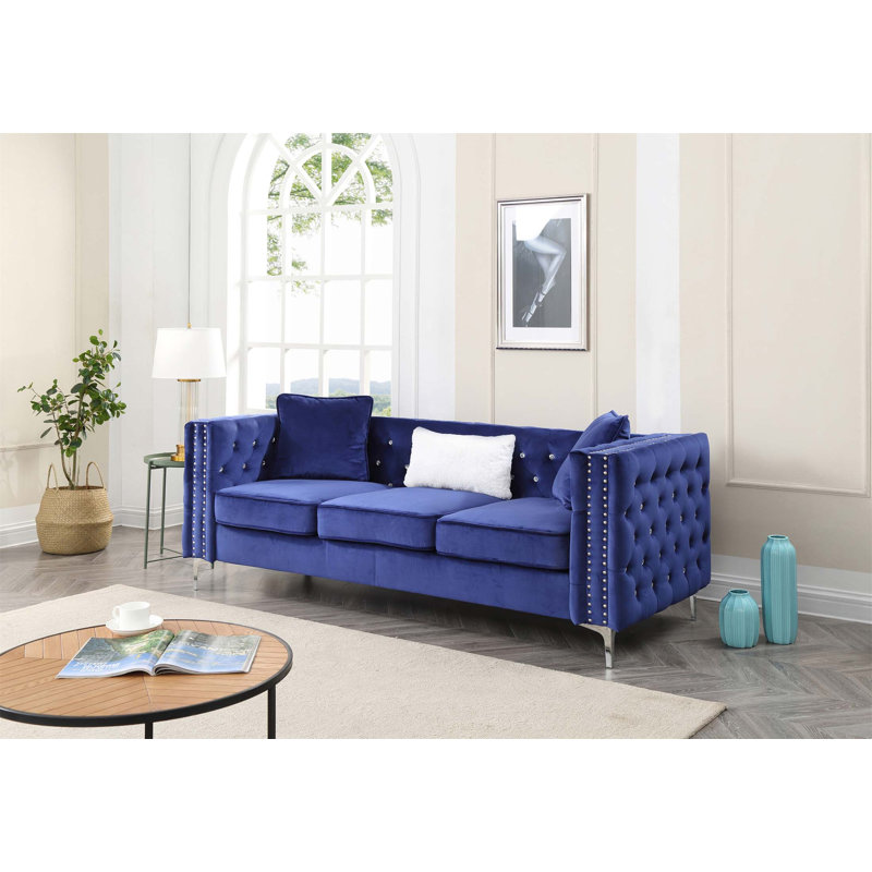 Canapé Paige de Glory Furniture au design capitonné et facile à assembler, Bleu