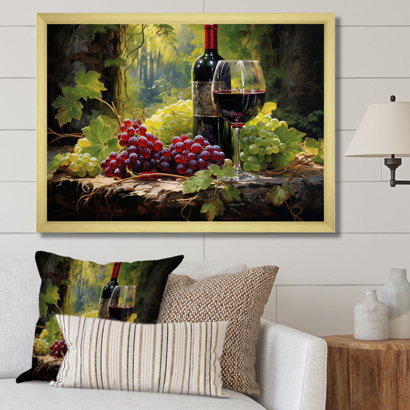 Cabernets Calm - Wine Printed Canvas Wall Art, Gold Single Picture Framed, 30" H x 40" W x 1.5" D