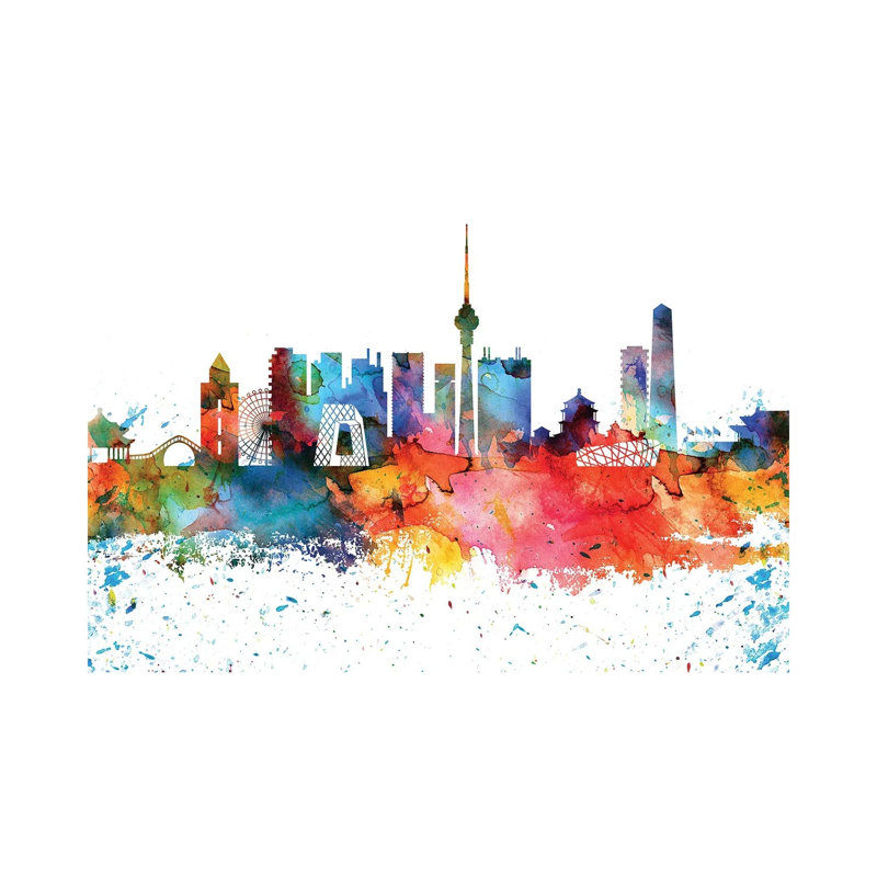 Beijing Skyline - Wrapped Canvas Painting, 20.32 cm H x 30.48 cm W