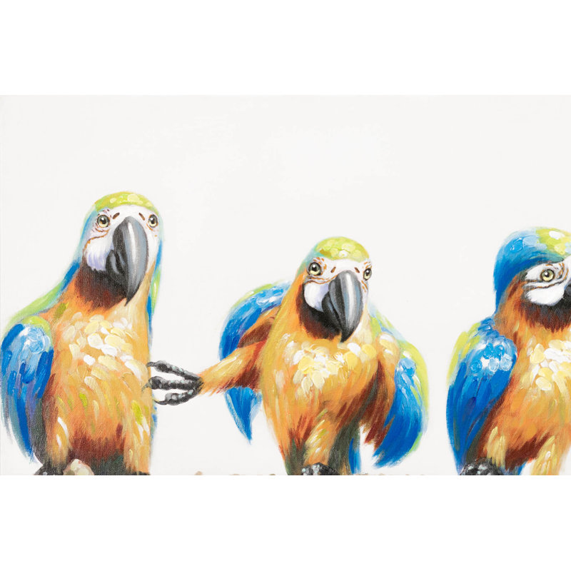 Hand -painted acrylic painting Parrot Party