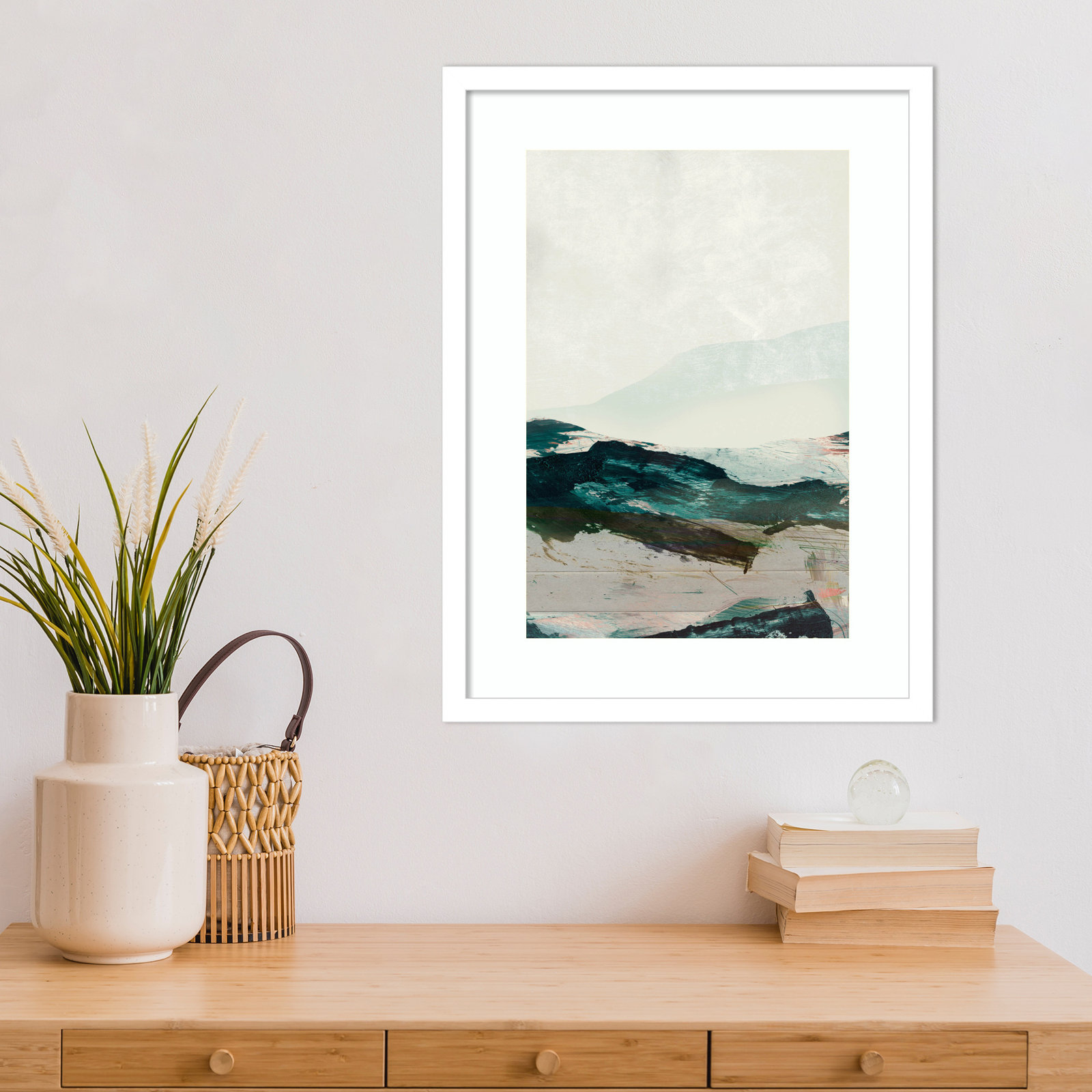 Cleve "Mountains No. 2" Print, White Framed, 21" H x 16" W