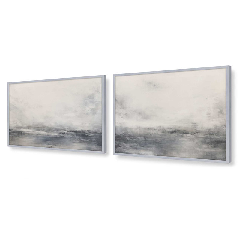 Wistful Tides Set of 2 Prints ,, Polished Chrome, 25.25" H x 74.5" W