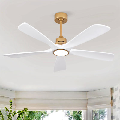 Hot Sales 52 Inch Indoor Ceiling Fans With Lights And Remote Control, Dimmable LED, 5 Solid Wood Blades,Reversible DC Motor. Ceiling Fan With Light For Bedroom, Living Room, Study Room