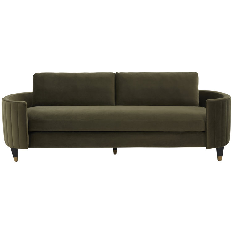 Steiner 91.3" Velvet Recessed Arm Sofa with Reversible Cushions