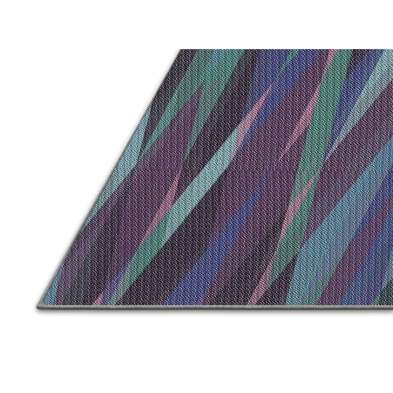 Tapis vert/bleu à motifs, Rectangle 2 pi x 4 pi