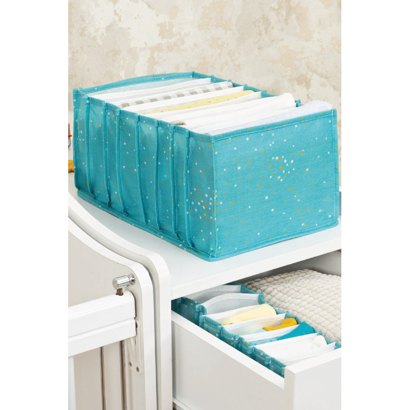 Panier de rangement en feutre élégant, bleu, 14,6 po x 7,1 po x 9,4 po | 100% polypropylène, durable et léger | Parfait pour organiser les jouets, les vêtements et la décoration intérieure | Conception polyvalente et chic pour chaque pièce