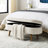 Linen-Wrapped Oval Storage Bench In Beige - Standing On Stable Rubber Wood Leg Supports With Legs A Decorative And Practical Choice-1067959211