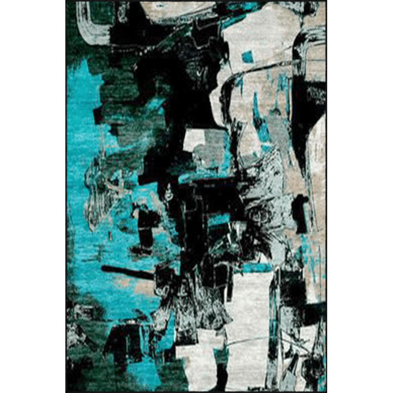 Tapis décoratif moderne bleu pastel, Rond 3 pi 3 po 