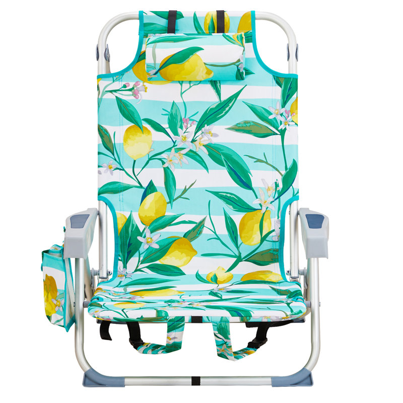 Aluminum Folding Backpack Beach Chair, Green/Yellow Lemon