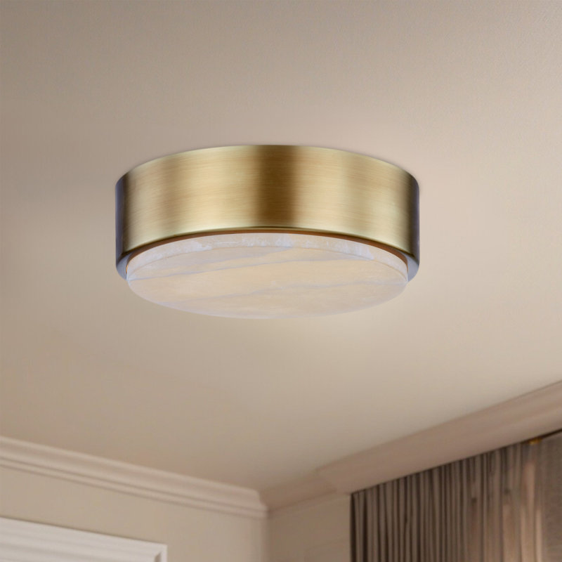 Blanco 1 - Light LED Flush Mount, Vintage Brass/Alabaster, Vintage Brass/Alabaster