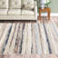 Tapis rayé bleu clair / blanc cassé / gris Banuelos-572031920