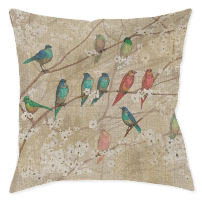 Coussin décoratif tissé pour oiseaux Birds and Blossoms