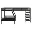 Lit superposé en forme de L en métal, lit superposé simple au-dessus d'un lit double attaché avec lit mezzanine simple avec 4 tablettes intégrées