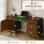 Bureau d'ordinateur moderne de 147 cm (58 po) avec tiroirs et armoire, structure en métal et meuble de rangement pour bureau à domicile-133390350