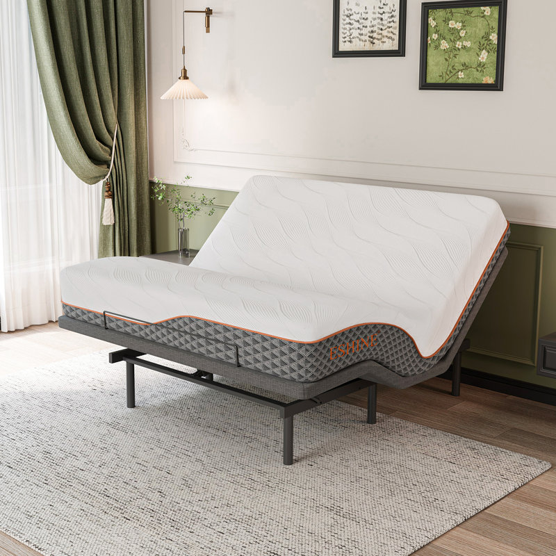 Adjustable Bed with 12" Hybrid Mattress, Massage, Wireless Remote, App Control, Zero Gravity, Underbed Light, USB & Type C Ports on both sides