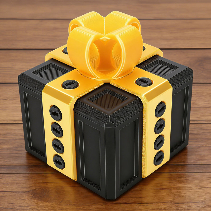 Boîte-cadeau agaçante avec vis emboîtées, impression 3D amusante surprise pour les fêtes d'anniversaire, or clair et noir