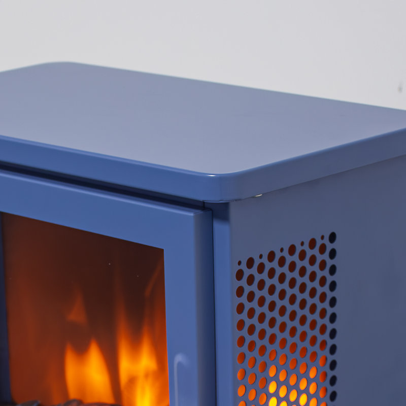 Freestanding Electric Fireplace Stove heater with 3D Flame effect, Aqua Blue