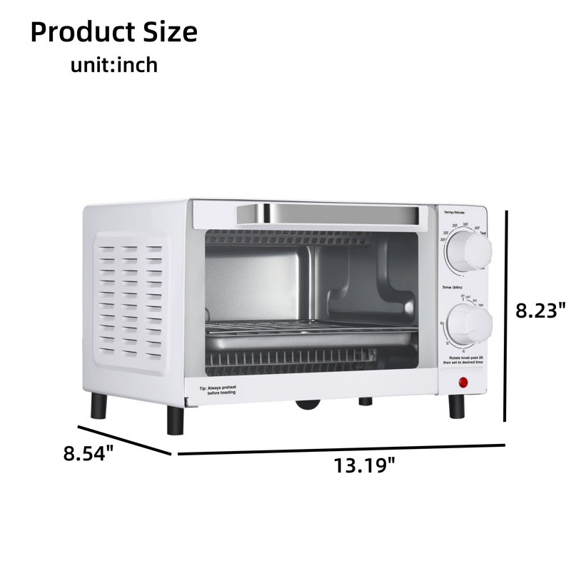 New 4-Slice Countertop Toaster Oven With 3 Settings, Includes Rack And Baking Tray, Arctic White, White