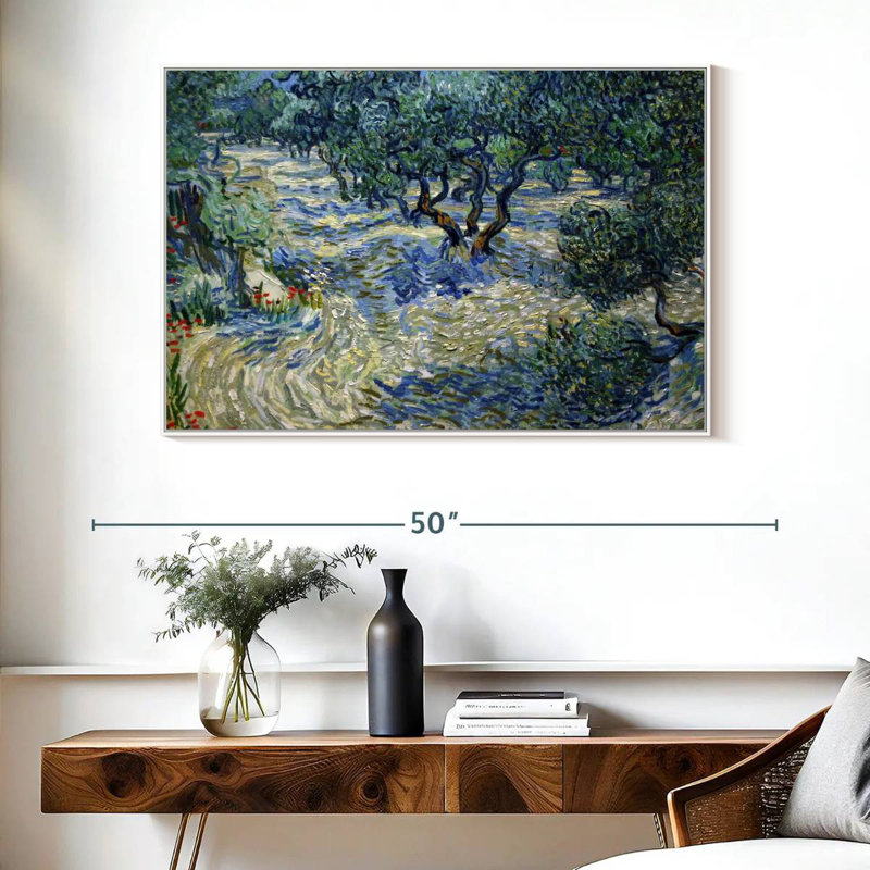 Olive Orchard 1889, Cadre flottant blanc, 40 po x 27 po