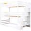 Lit simple superposé simple en blanc - Plan d'assemblage et de rangement séparé avec accès