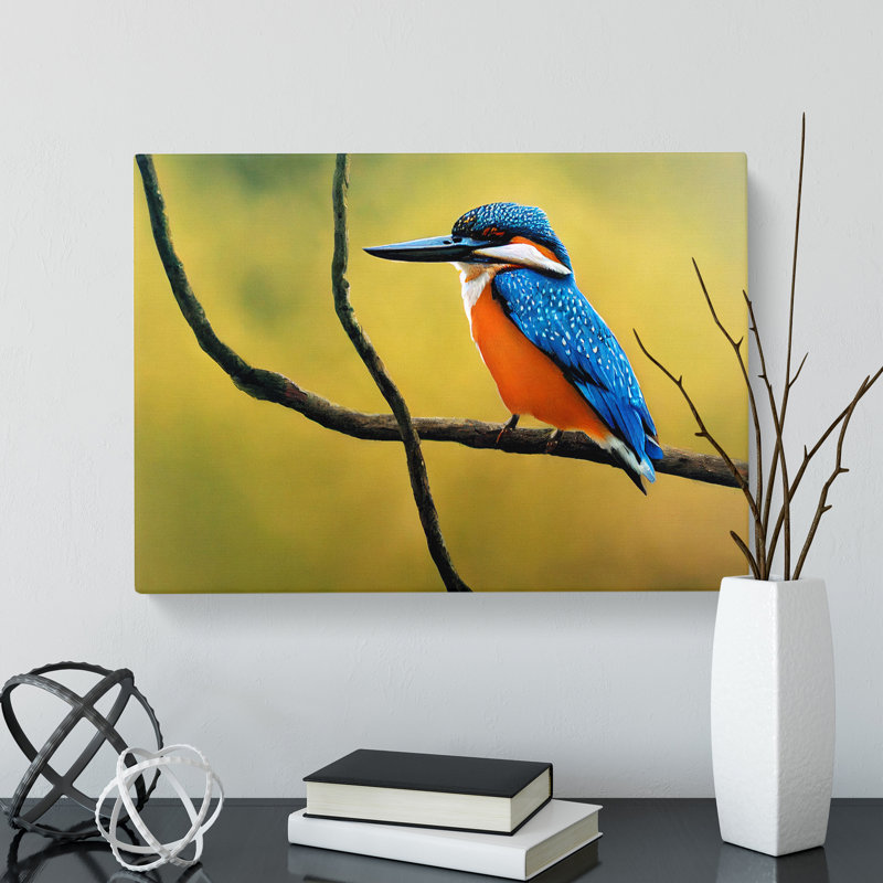 Euphoric Kingfisher Bird - Wrapped Canvas
