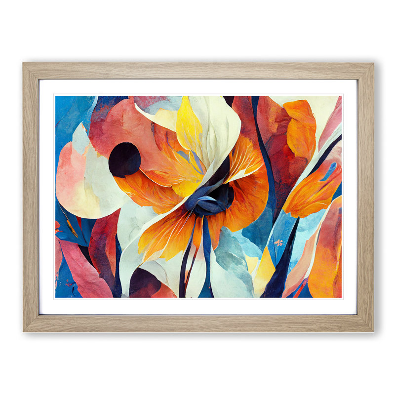 Artistic Floral Abstract Vol.4 1 Piece Single Picture Frame Wall Art, 46cm H x 64cm W x 2cm D, Oak Framed