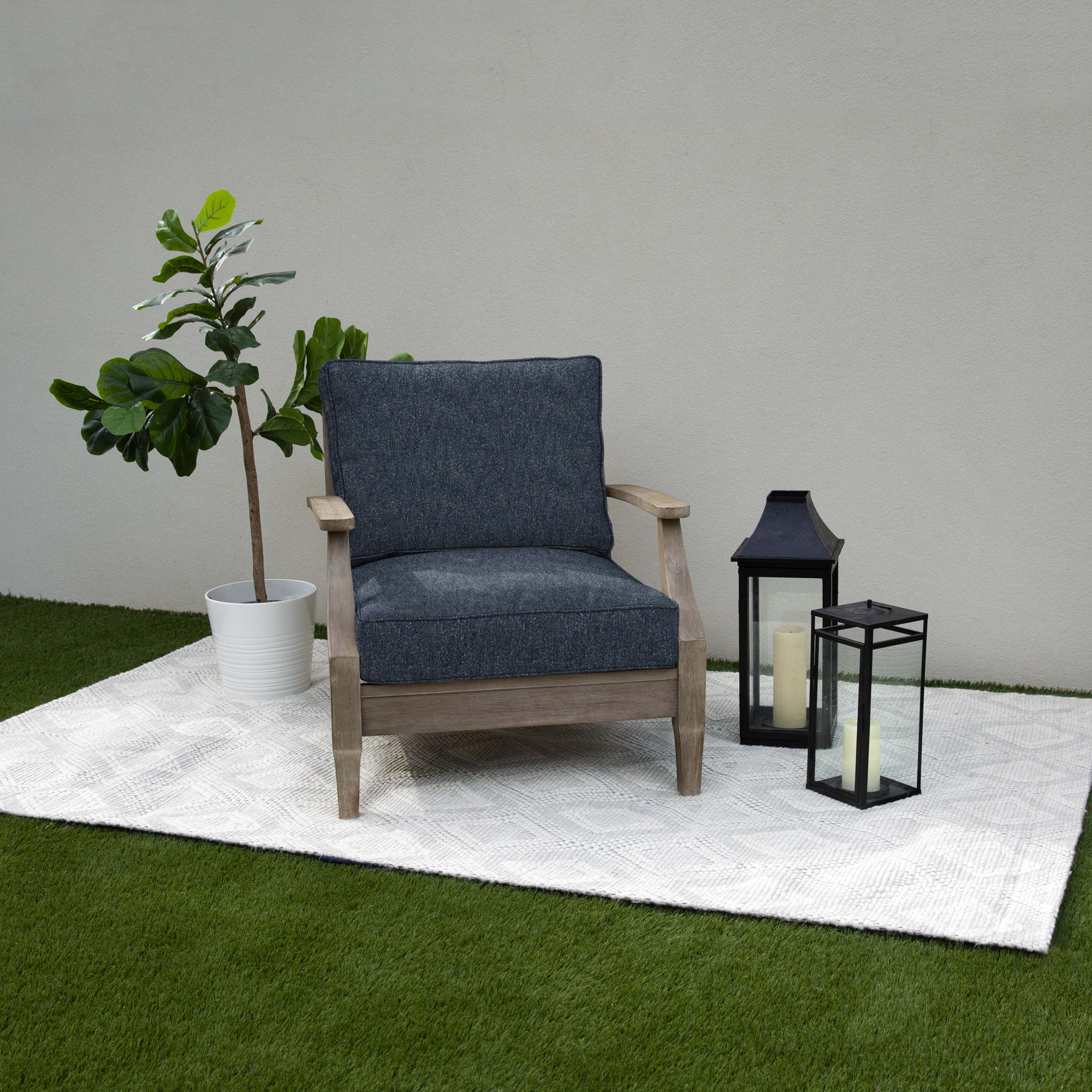 Sunbrella® Boucle Outdoor Seating Cushion, Improve Indigo Sunbrella®