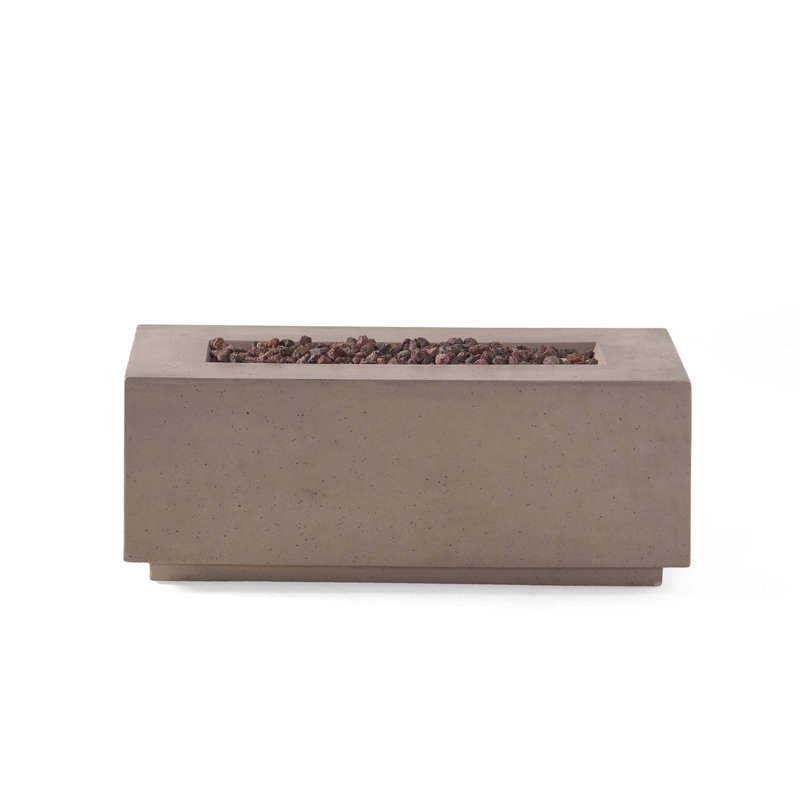 40" Outdoor 40,000 BTU Rectangular Mgo Concrete Propane Fire Pit,Tank Cover Not Included, Light Gray
