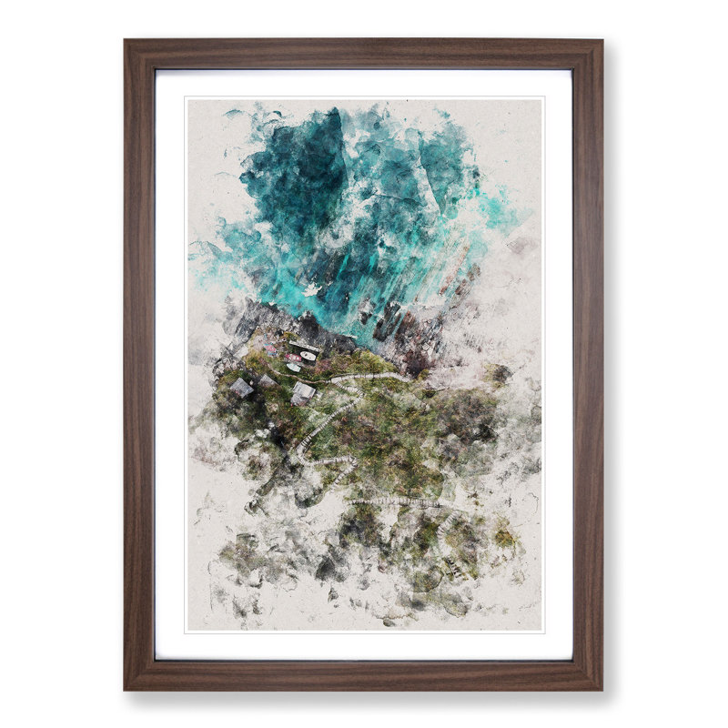High Above Asturias in Spain - Picture Frame Graphic Art, 90cm H x 65cm W x 2cm D, Walnut Framed
