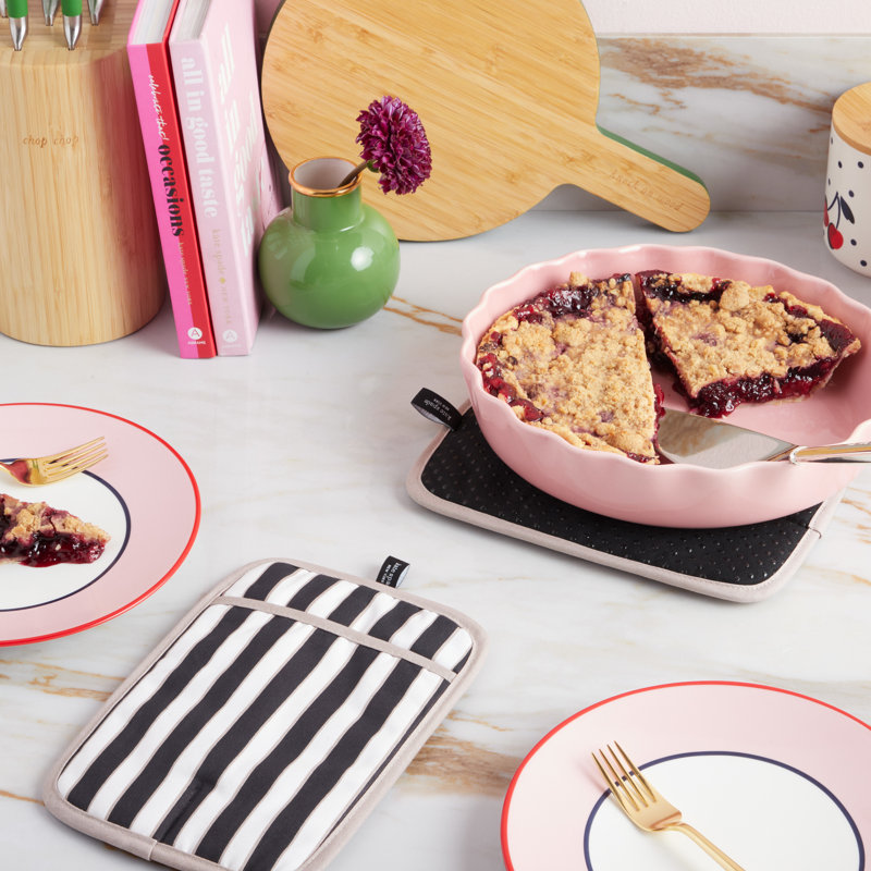 Botanical Stripe Potholder Set, Black