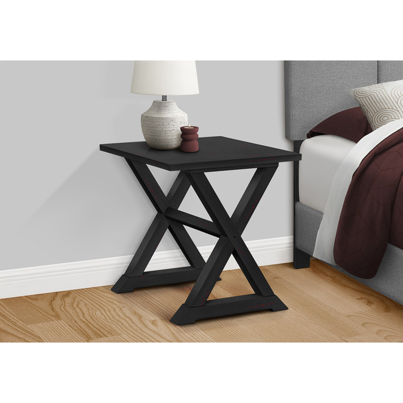 Table d'appoint, bout, table d'appoint, carré, table de chevet, chambre à coucher, lampe, placage, transitionnel