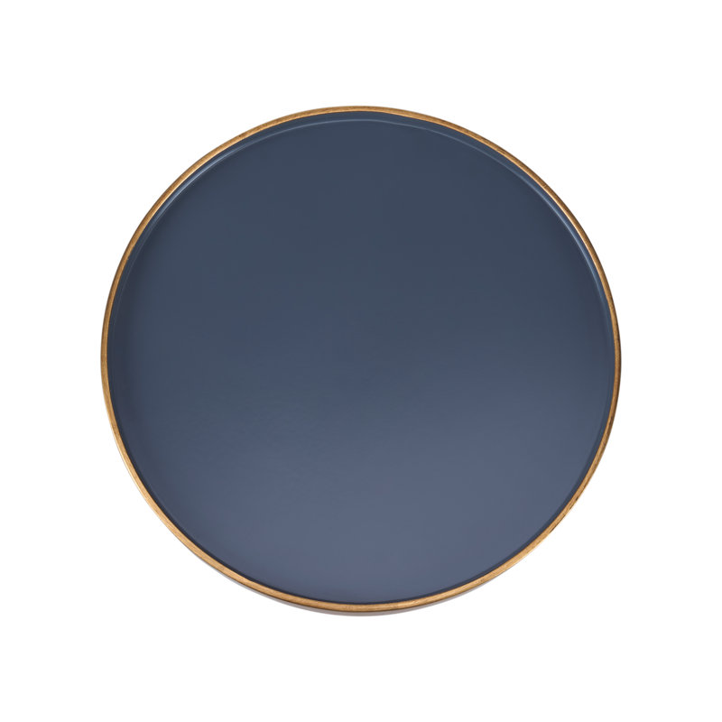 New York Glass End Table, Black Top/Mahogany Base