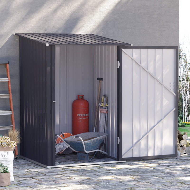 3 ft. 3 in. W x 3 ft. 4 in. D Galvanized Steel Lean-To Tool Shed, Dark Grey