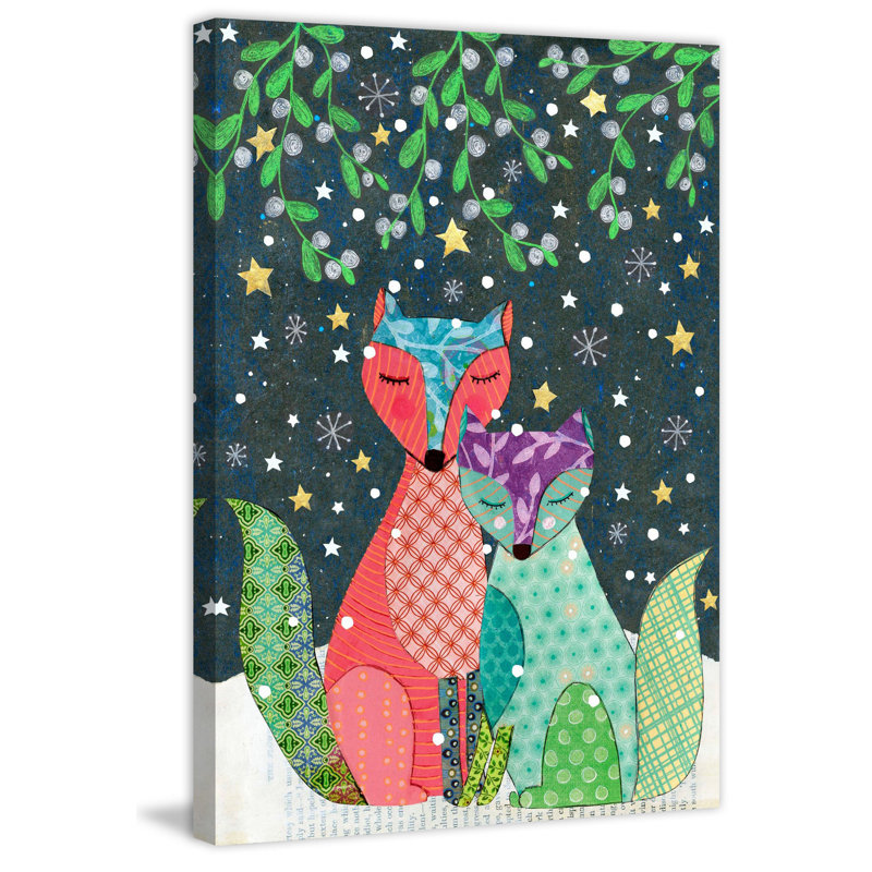 Winter Foxes by Sascalia - Wrapped Canvas Painting, 76cm H x 51cm W x 3.81cm D