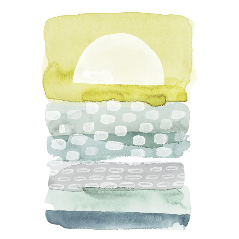 Sunrise Sea II by Grace Popp - Painting on Canvas, 46 cm H x 30 cm W, Black Floater Frame