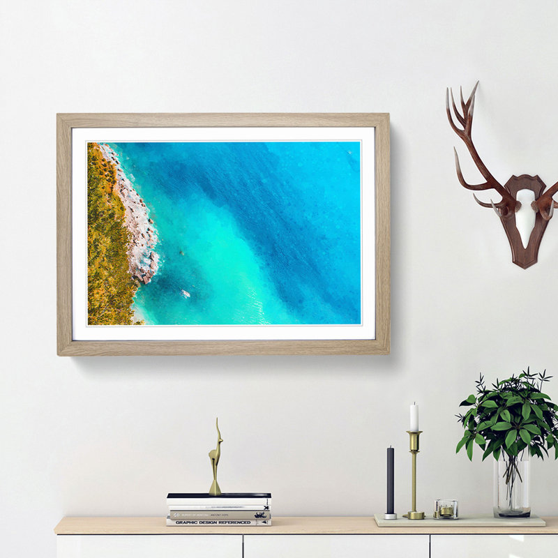 Coast of Cinque Terre in Italy - Picture Frame Graphic Art Print, 48cm H x 65cm W x 2cm D, Oak Framed