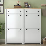 Slim Shoe Cabinet Set With 4 Flip Drawers, Shoe Storage Solution, Modern Style Shoe Rack With Drawers, Entryway Cabinet
