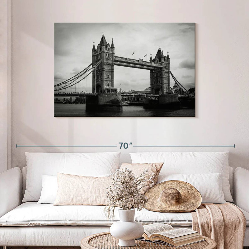 Lilie Tower Bridge In Monochrome, 30" H x 45" W