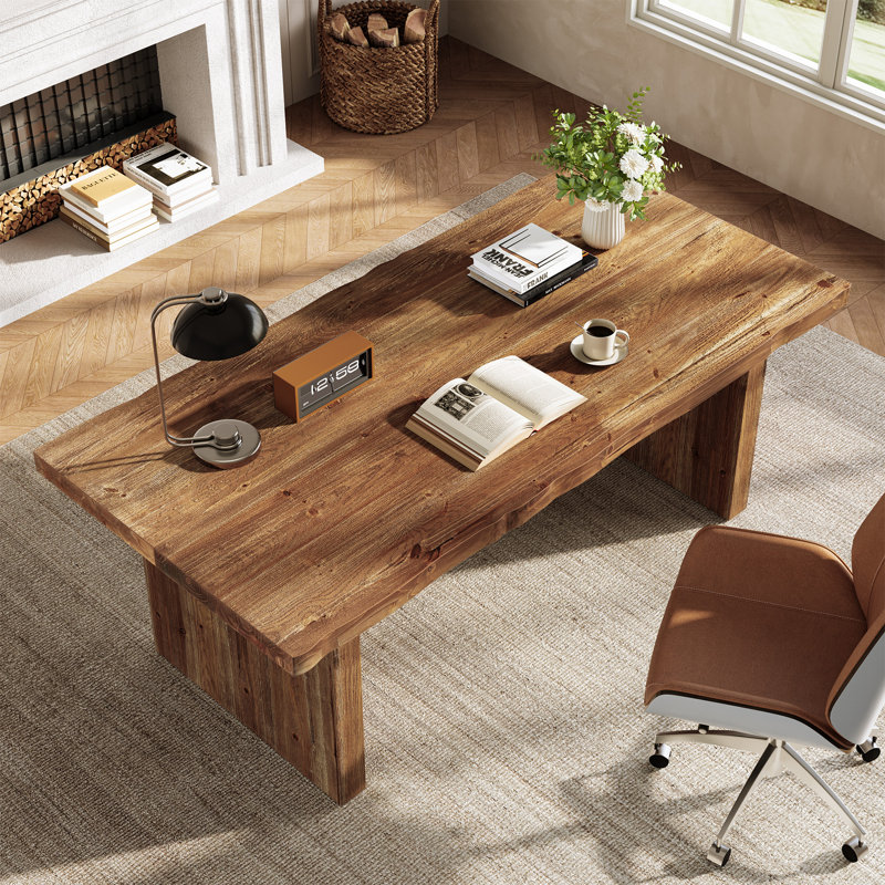 Table de salle à manger rectangulaire en bois massif de 63 pouces