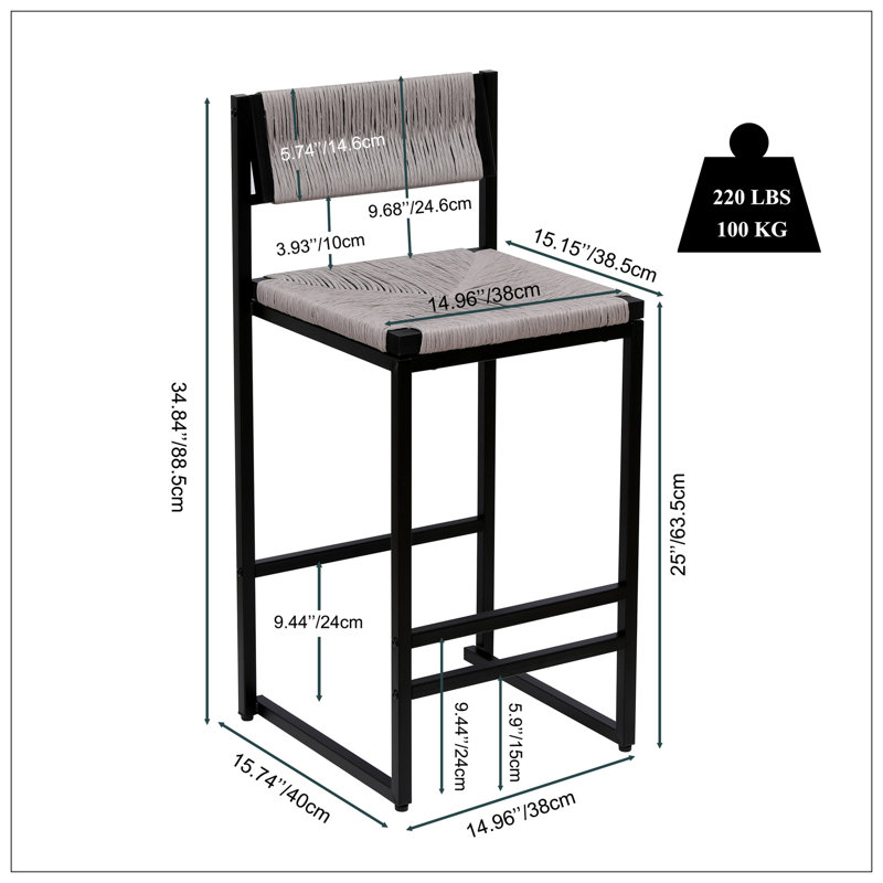 Ensemble de 2 tabourets de bar Honey, Gris