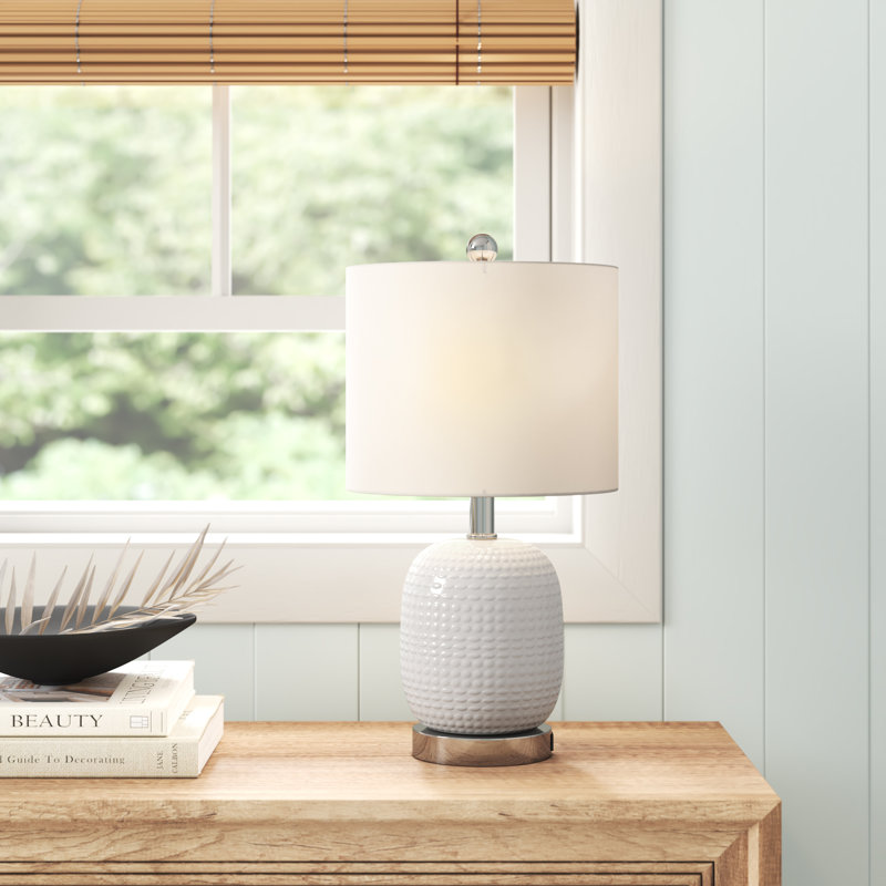 Lampe de table 19 po blanche / argentée Anonna avec USB Anonna