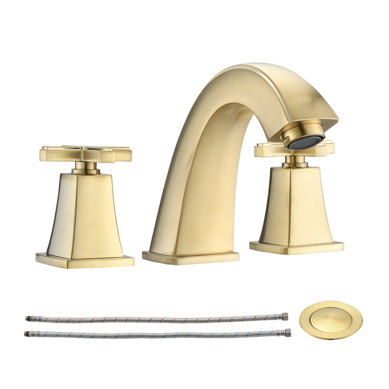 Robinet de salle de bain à large entraxe avec bonde, Or brossé