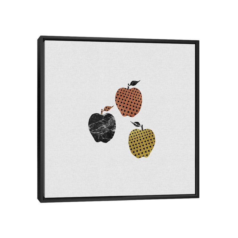 «Scandi Apples», impression sur toile, H 26 po x l 26 po x P 1,5 po, Toile encadrée noire, Pas de tapis