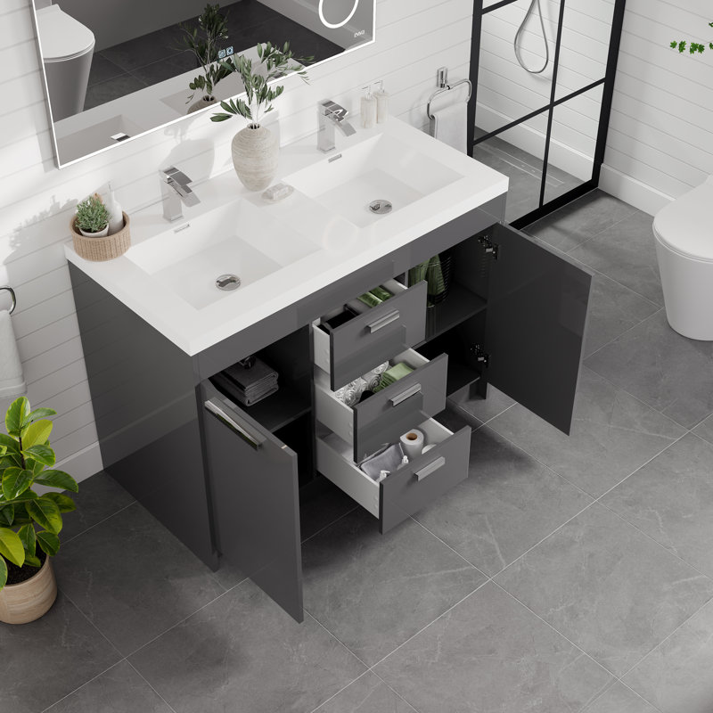 Firkins 48"W x 20"D Gray Vanity with Acrylic Vanity Top